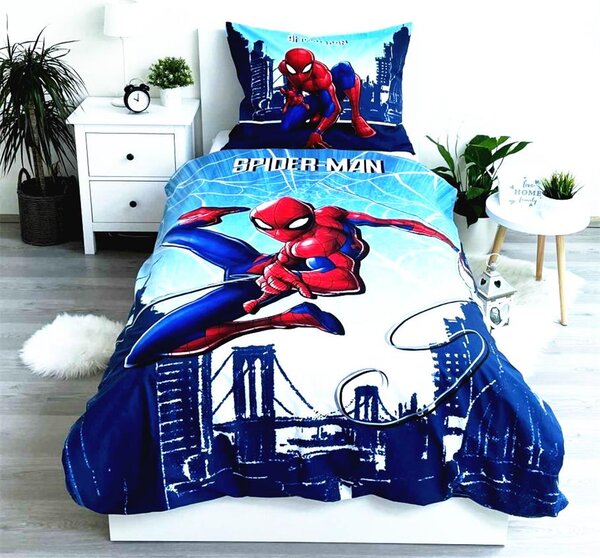 Setino Dětské bavlna povlečení Spiderman modrý 140x200cm +70x90cm