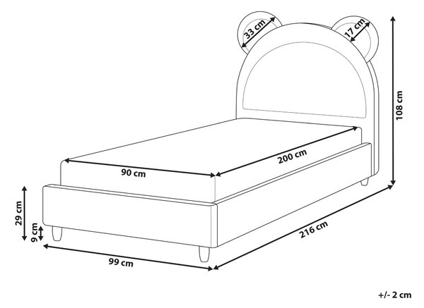 Dětská postel Medvídek Umělý samet MAILLES 90 x 200 cm Modrá