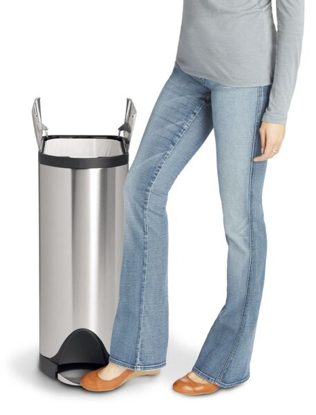 Pedálový odpadkový koš Simplehuman – 30 l, butterfly víko, kartáčovaná nerez ocel, FPP