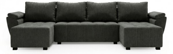 Rozkládací sedací souprava do U LIVARO 305x140 cm, tmavě šedá