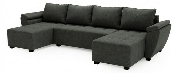 Rozkládací sedací souprava do U LIVARO 305x140 cm, tmavě šedá
