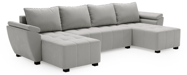 Rozkládací sedací souprava do U LIVARO 305x140 cm, světle šedá