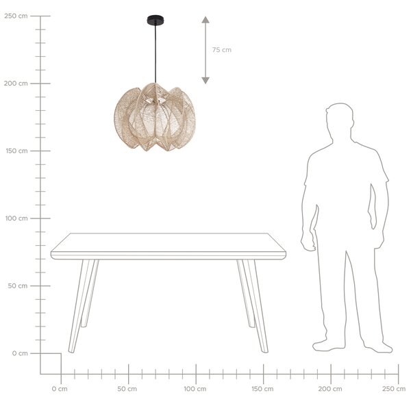 Závěsná lampa MANINGA Papírové lano Světle hnědá