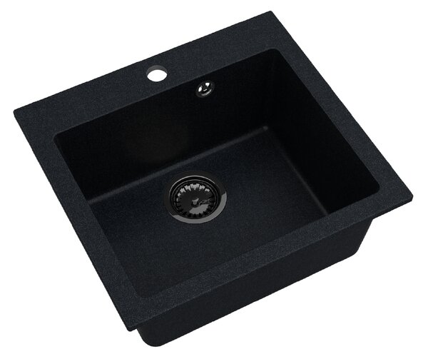 Sink Quality Ferrum 50, kuchyňský granitový dřez 490x450x195 mm + černý sifon, brocade, SKQ-FER.B.1K50.XB