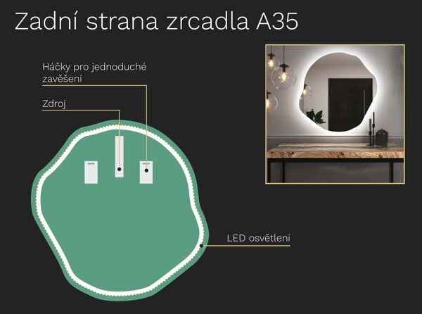 Organické LED zrcadlo s osvětlením A35
