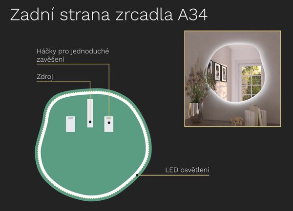 Organické LED zrcadlo s osvětlením A34