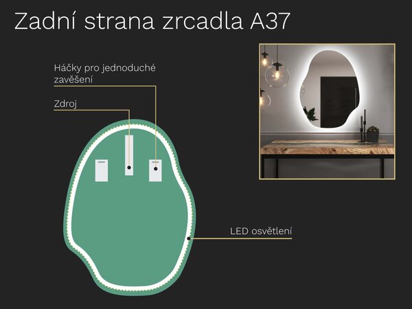 Organické LED zrcadlo s osvětlením A37