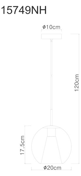 ZÁVĚSNÉ SVÍTIDLO, 20/120 cm Globo - Online Only svítidla, Online Only