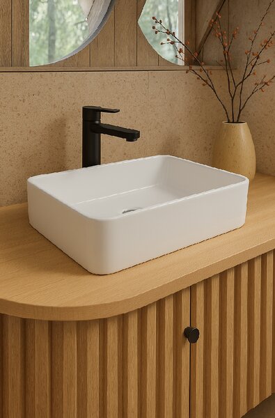 Erga Belle, umyvadlo na desku 480x370x130 mm, bílá lesklá, ERG-V03-YT-038-WH