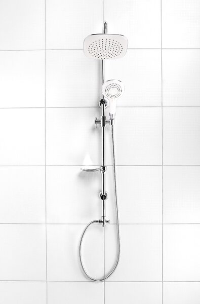 Invena Elea, sprchový sloup h-960 s ruční a hlavovou sprchou, chromová-bílá, INV-AU-82-001-M