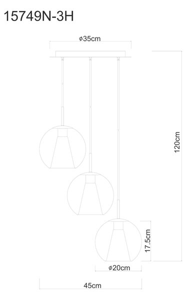 ZÁVĚSNÉ SVÍTIDLO, 45/120 cm Globo - Online Only svítidla, Online Only