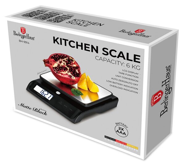Kuchyňská váha digitální 6 kg Matte Black Collection