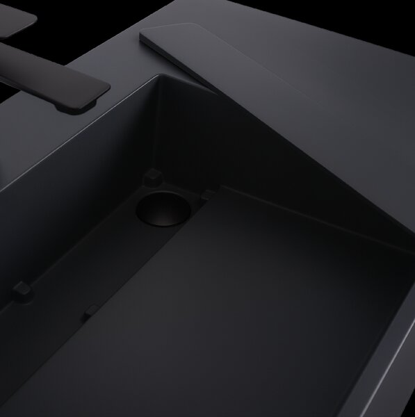 Rea Archi, umyvadlo na desku z konglomerátu 750x430x140 mm, levá verze, šedá matná, REA-U4303