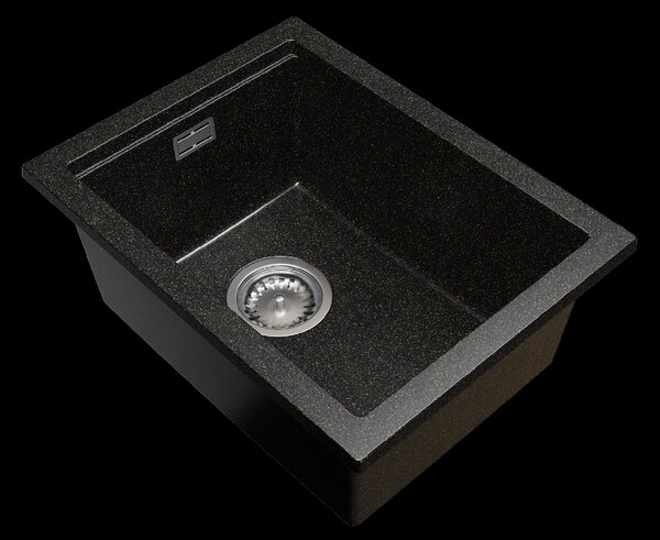 Gamma Decor 3850, 1-komorový granitový dřez 380x500x207 mm, černá se zlatými body, GMA-ZLE000179