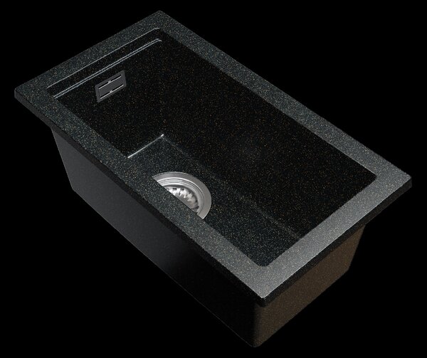 Gamma Decor 2850, 1-komorový granitový dřez 280x500x207 mm, černá se zlatými body, GMA-ZLE000177