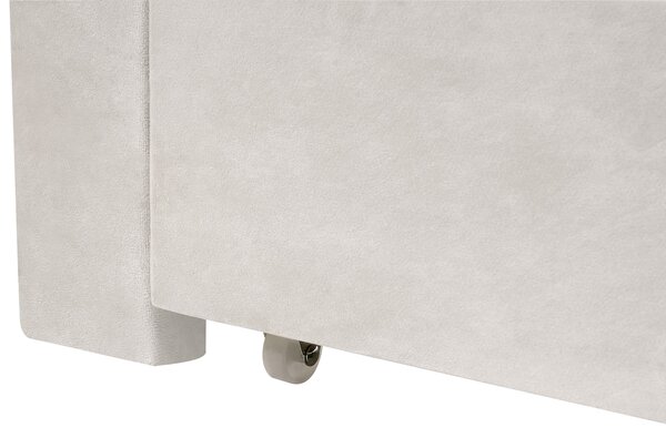 Postel s úložnými zásuvkami Umělý samet LONZAC 120 x 200 cm Krémově bílá