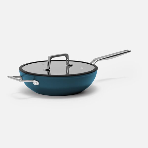 Fabini Wok pánev Meda 4.0, ø 28 cm - Nepřilnavá pánev s keramickým povrchem s poklicí, modrá