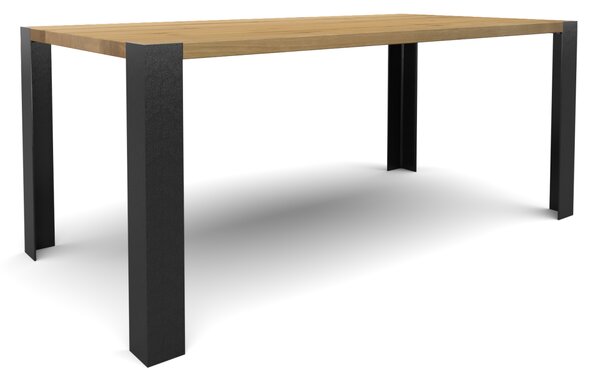 Jídelní stůl Orel velikost stolu (D x Š): 120 x 75 (cm), Typ a sukovitost dřeva: Dub s méně suky (0 Kč), Barva kovových nohou: Jiná barva RAL - doplňte v poznámce objednávky, dostupnost a cena barvy bude dodatečně potvrzena