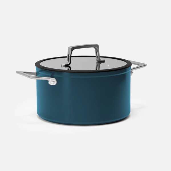 Fabini Hrnec Meda 4.0, ø 24 cm (5,5 l) - Nepřilnavý hrnec s keramickým povrchem s poklicí, modrý