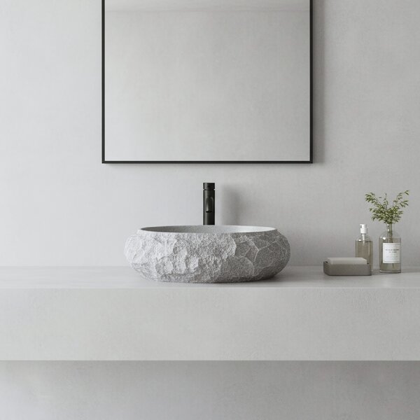 Rea Mika Gabro, umyvadlo na desku 480x380x155 mm, imitace kamene-šedá, REA-U0633
