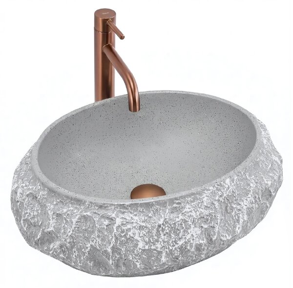 Rea Mika Gabro, umyvadlo na desku 480x380x155 mm, imitace kamene-šedá, REA-U0633