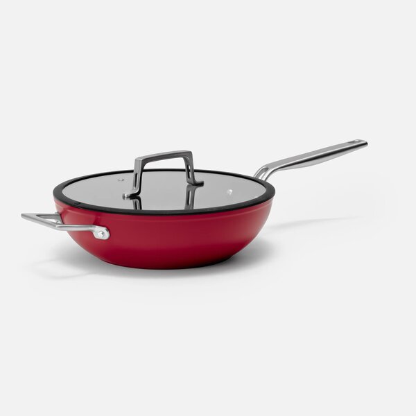 Fabini Wok pánev Meda 4.0, ø 28 cm - Nepřilnavá pánev s keramickým povrchem s poklicí, vínová