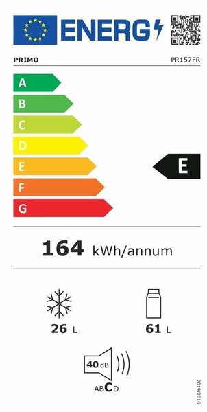 PRIMO PR157FR lednice s mrazákem, černá