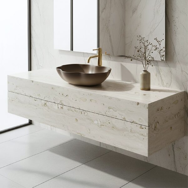 Rea Pearl, umyvadlo na desku 505x380x135 mm, béžová-hnědá-Ombre, REA-U0629