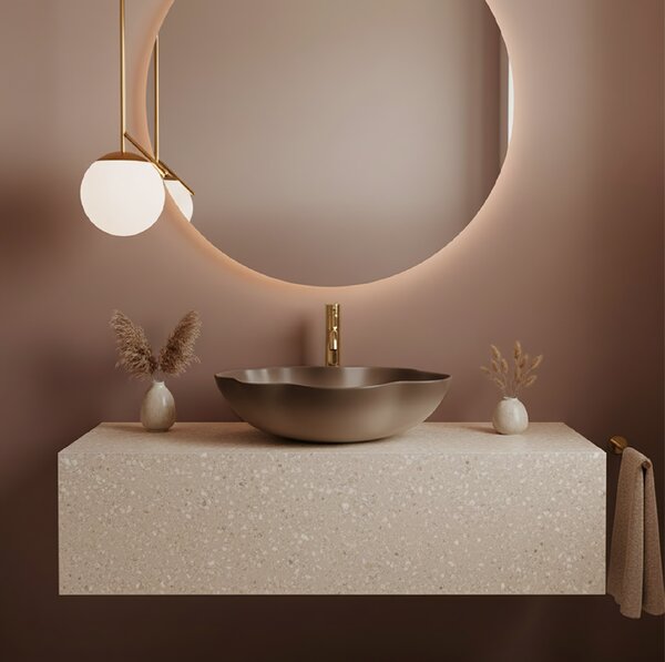 Rea Pearl, umyvadlo na desku 505x380x135 mm, béžová-hnědá-Ombre, REA-U0629