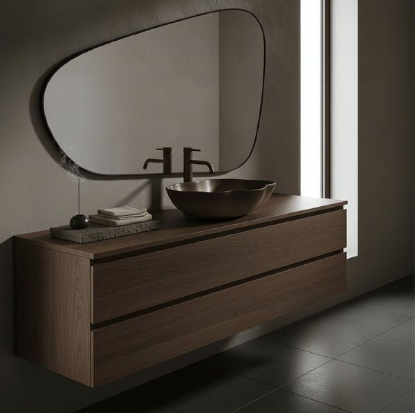 Rea Pearl, umyvadlo na desku 505x380x135 mm, béžová-hnědá-Ombre, REA-U0629