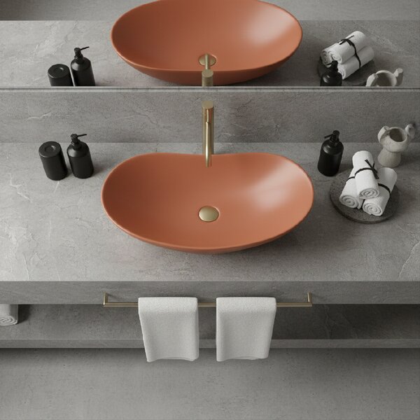 Rea Royal, umyvadlo na desku 615×360×155 mm, oranžová matná, REA-U3530