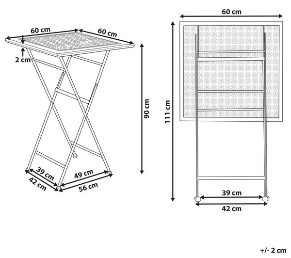 Zahradní barový stůl BORMIO 60 cm 60 cm Kov Černá