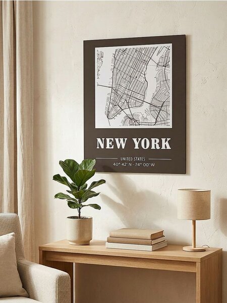Sinsay - Plakát s motivem mapy New Yorku - černá