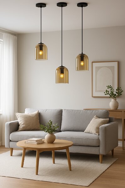 Toolight Amber, závěsné svítidlo 1xE27 APP1704-1PC, hnědá-černá, OSW-04335