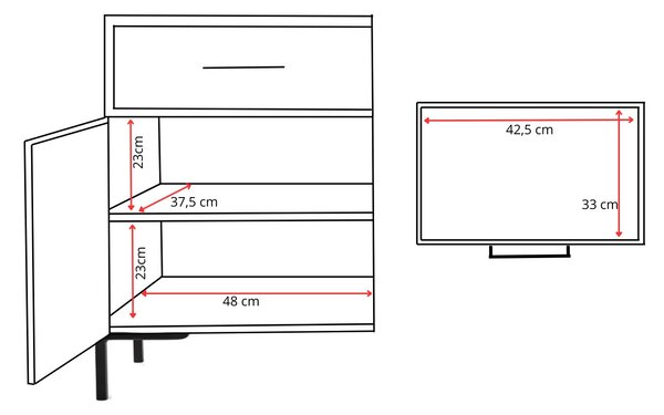 Komoda na nožičkách 3S3D - bílá