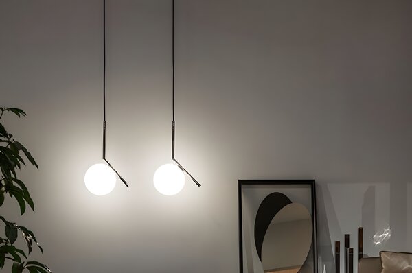 Toolight Rea, Stropní lampa visící skleněná koule z bílého zlata G107-1W BLACK WHITE, OSW-09732
