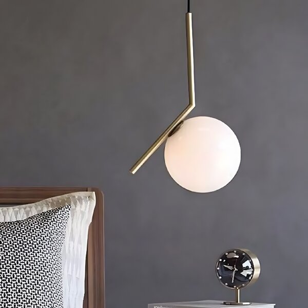 Toolight Toolight, stropní lampa skleněná koule z bílého zlata 1xE27, G106-1W, zlatá-bílá, OSW-09731