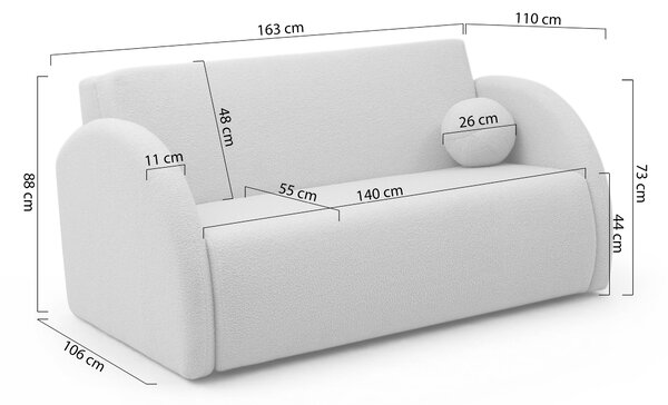 Rozkládací pohovka Nubi třímístná 140 cm s úložným prostorem - béžový boucle Quelle 16