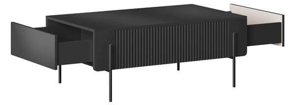 Černý konferenční stolek Malmi 100 cm s zásuvkami - matný / černé nohy