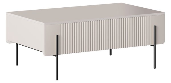 Konferenční stolek Malmi 100 cm s zásuvkami - kašmír / černé nohy