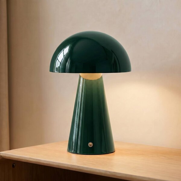 Lindby LED dobíjecí stolní lampa Nevijo, zelená, Ø20 cm, USB, stmívač, stmívatelný, Zelená, Obývací pokoj / jídelna, kov, Moderní