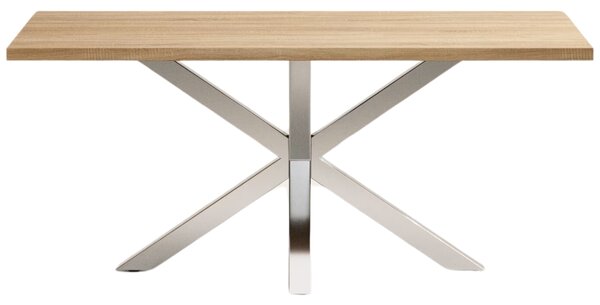 Dubový jídelní stůl Kave Home Argo 180 x 100 cm s nerezovou podnoží