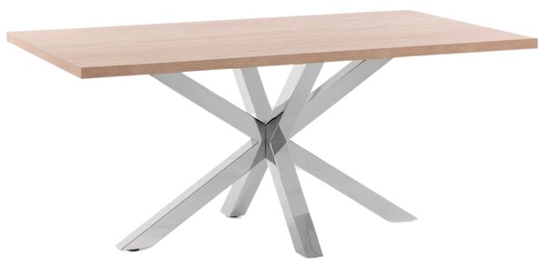 Dubový jídelní stůl Kave Home Argo 180 x 100 cm s nerezovou podnoží