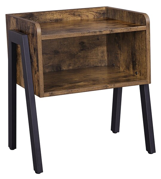 VASAGLE, Kovový noční stolek 35x42x52 cm | hnědý