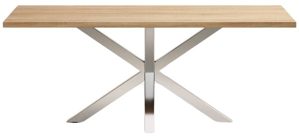 Dubový jídelní stůl Kave Home Argo 200 x 100 cm s nerezovou podnoží