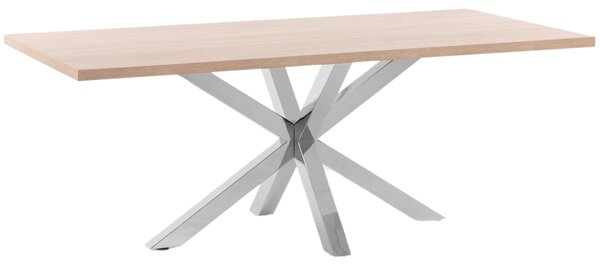Dubový jídelní stůl Kave Home Argo 200 x 100 cm s nerezovou podnoží