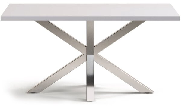 Bílý jídelní stůl Kave Home Argo 160 x 100 cm s nerezovou podnoží