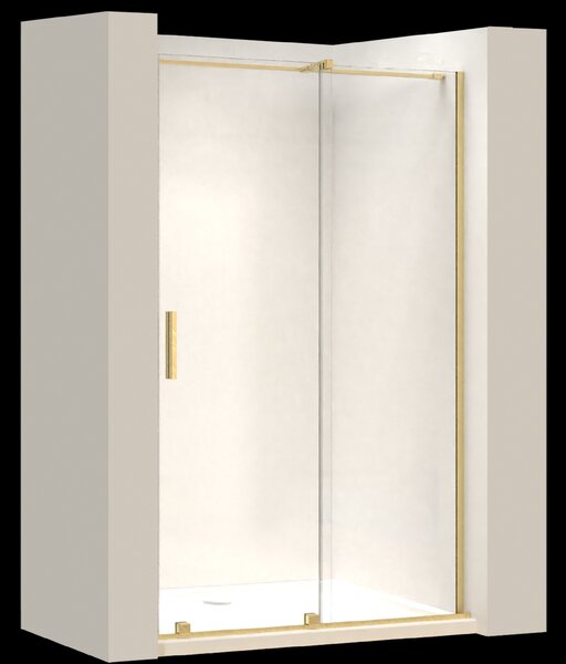 Rea Montana, posuvné sprchové dveře do otvoru 100x200, 6mm čiré sklo, zlatý matný profil, KPL-K6389