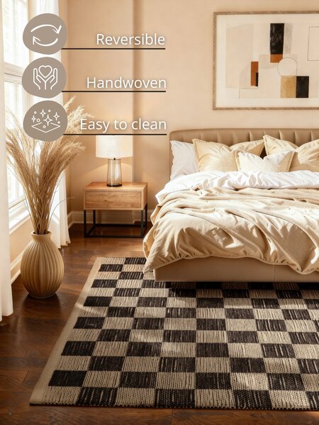 Hanse Home, Kusový koberec Handloom 106333 Rex White Black, 120x170, černobílá, chodba / předsíň