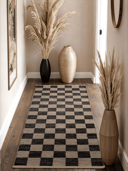 Hanse Home, Běhoun Handloom 106333 Rex White Black, 80x200, černobílá, chodba / předsíň